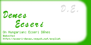 denes ecseri business card